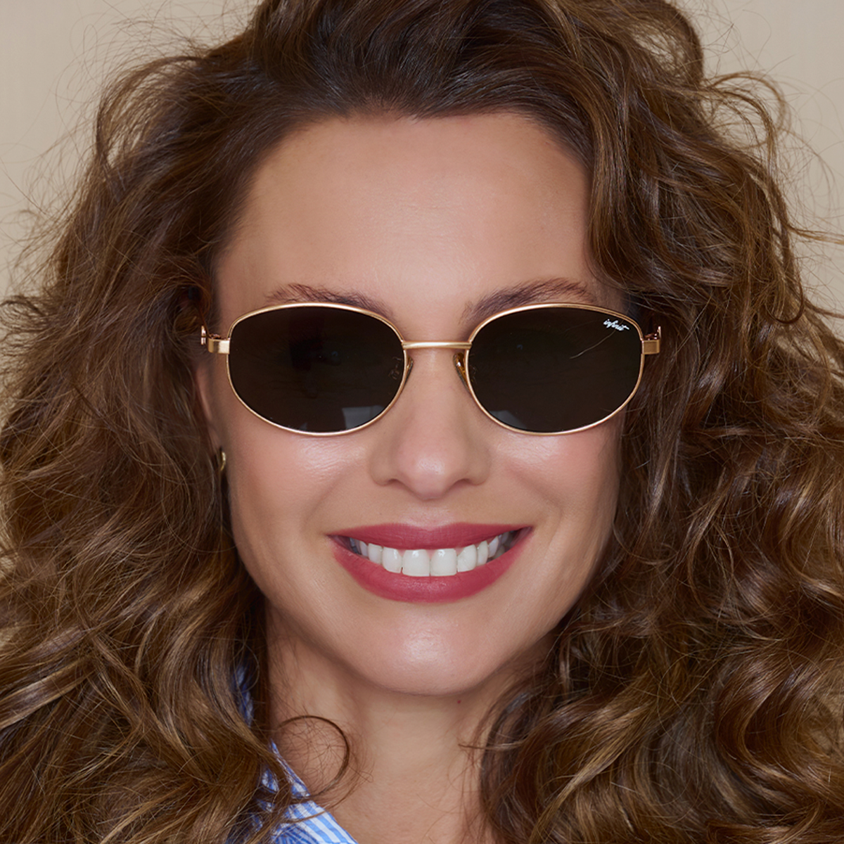 Anteojos De Sol Anglet Dorado Lente Gris By Pampita
