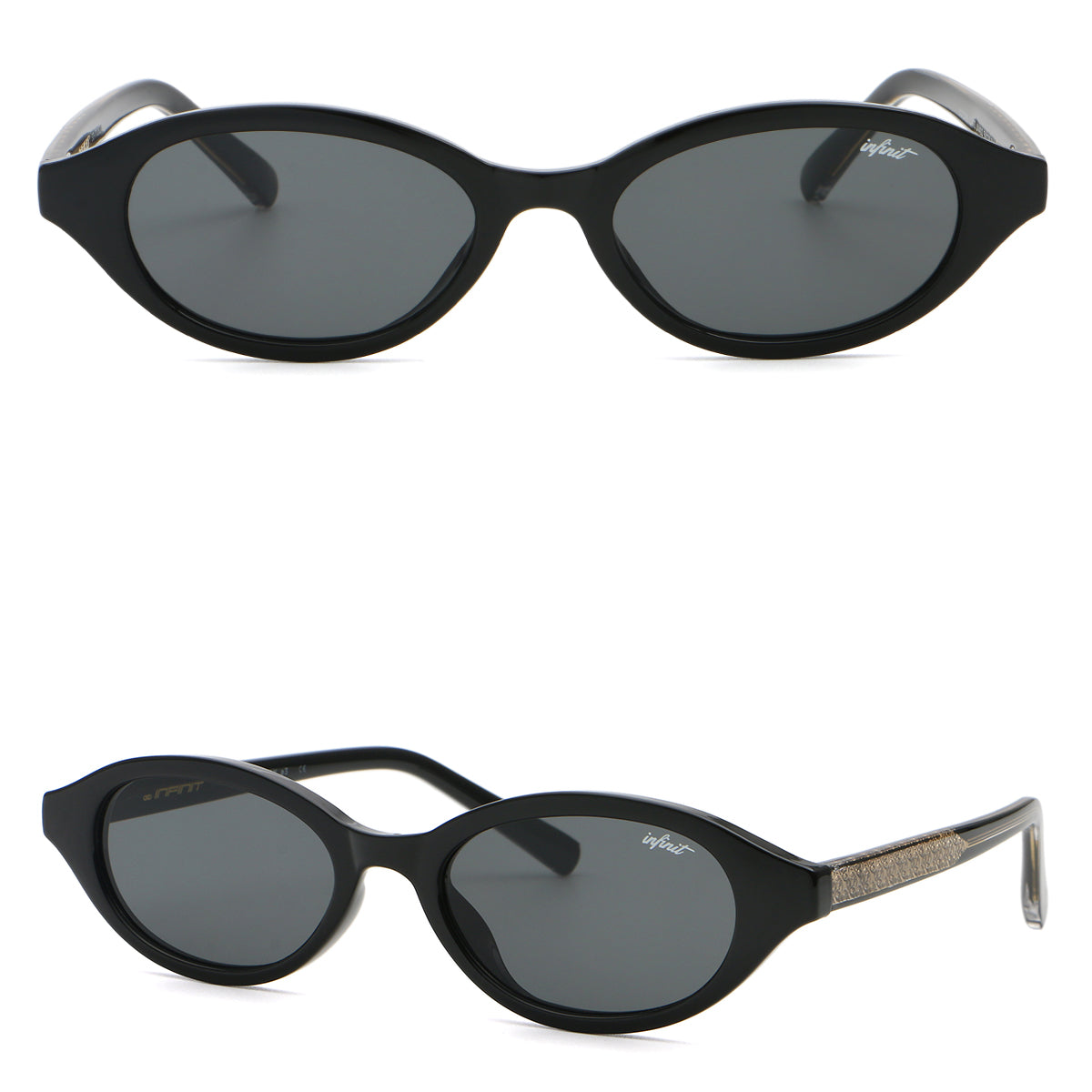 Brigitte Negro Brillo Lente Gris