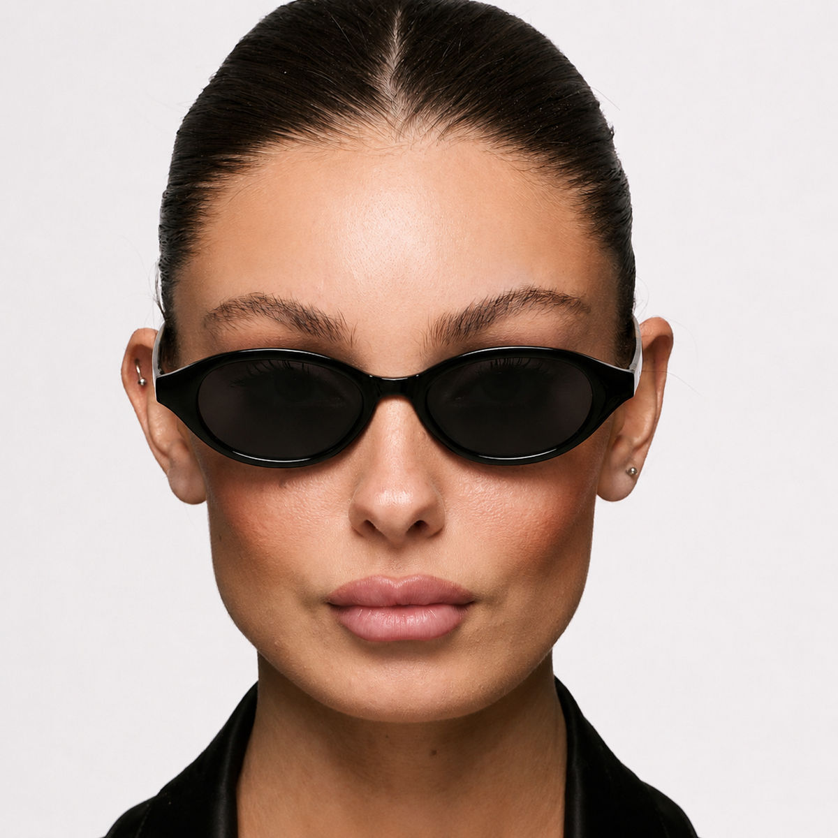 Brigitte Negro Brillo Lente Gris