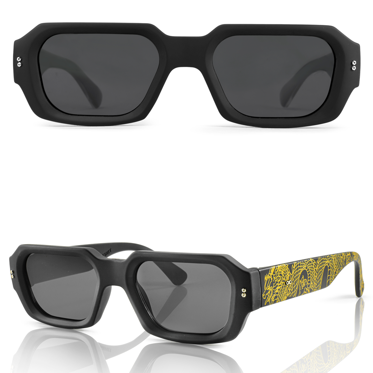 Bronx Dragon Dorado Negro Mate Lente Gris