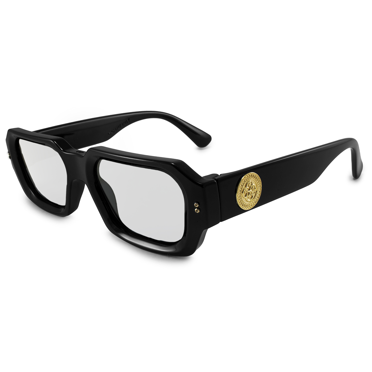 Anteojos Filtro Luz Azul Bronx Luxury Series Negro Brillo Uroboro Metal