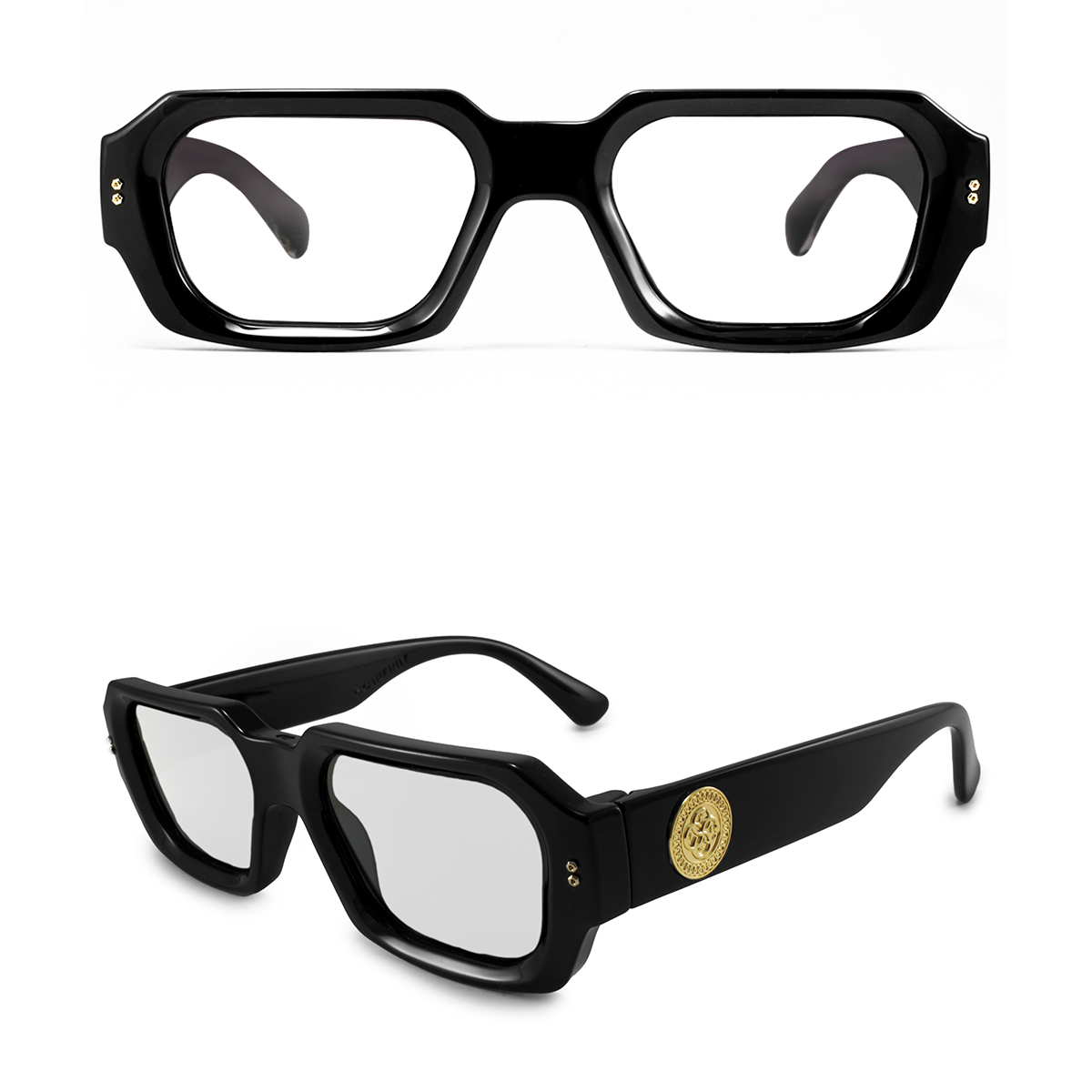 Anteojos Filtro Luz Azul Bronx Luxury Series Negro Brillo Uroboro Metal