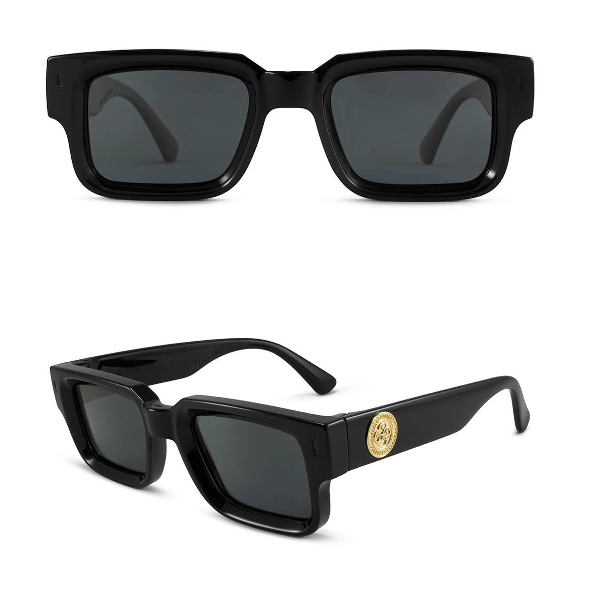 Anteojos De Sol Exclamation Luxury Series Negro Brillo Lente Gris Uroboro Metal
