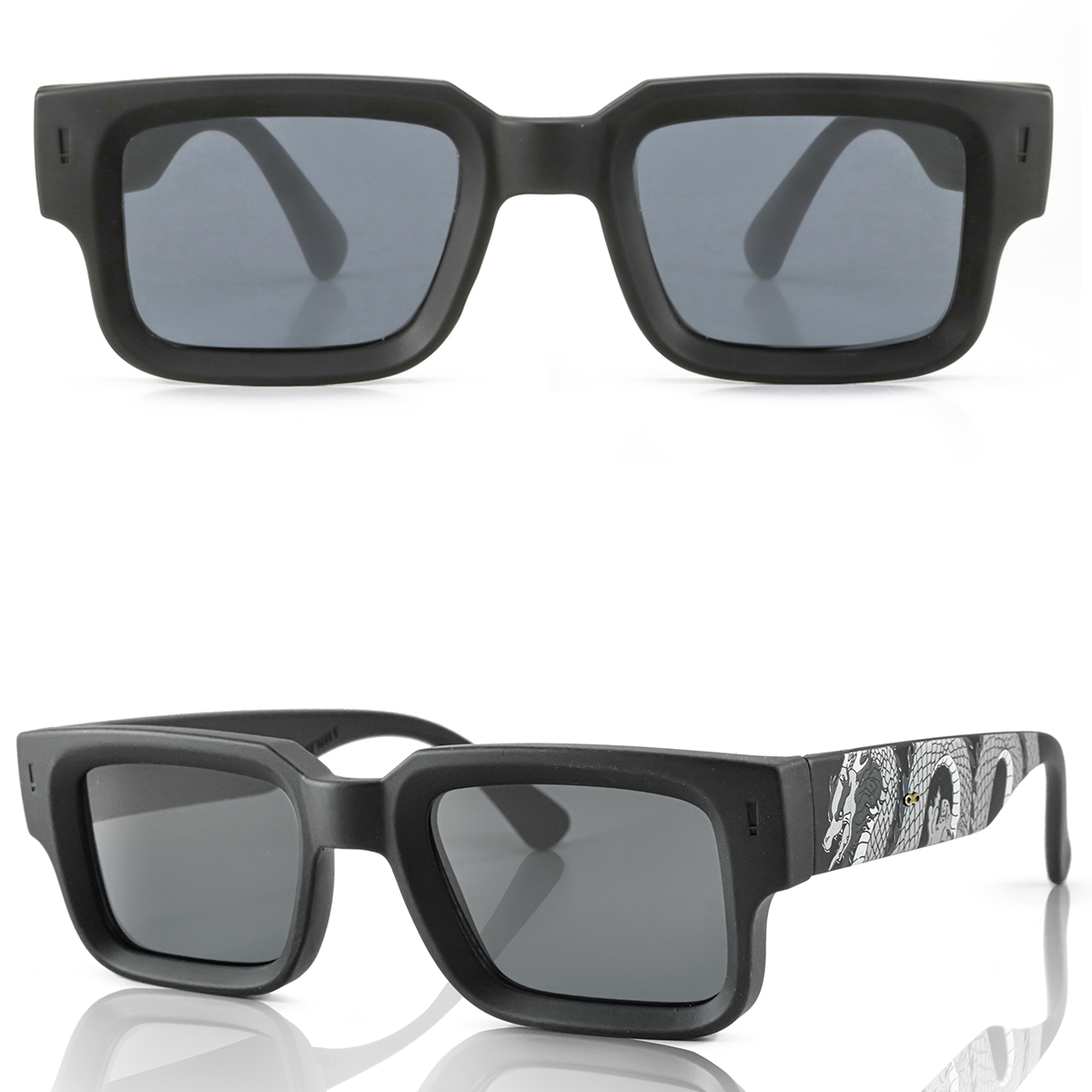 Exclamation Negro Mate Lente Gris Dragon Plateado