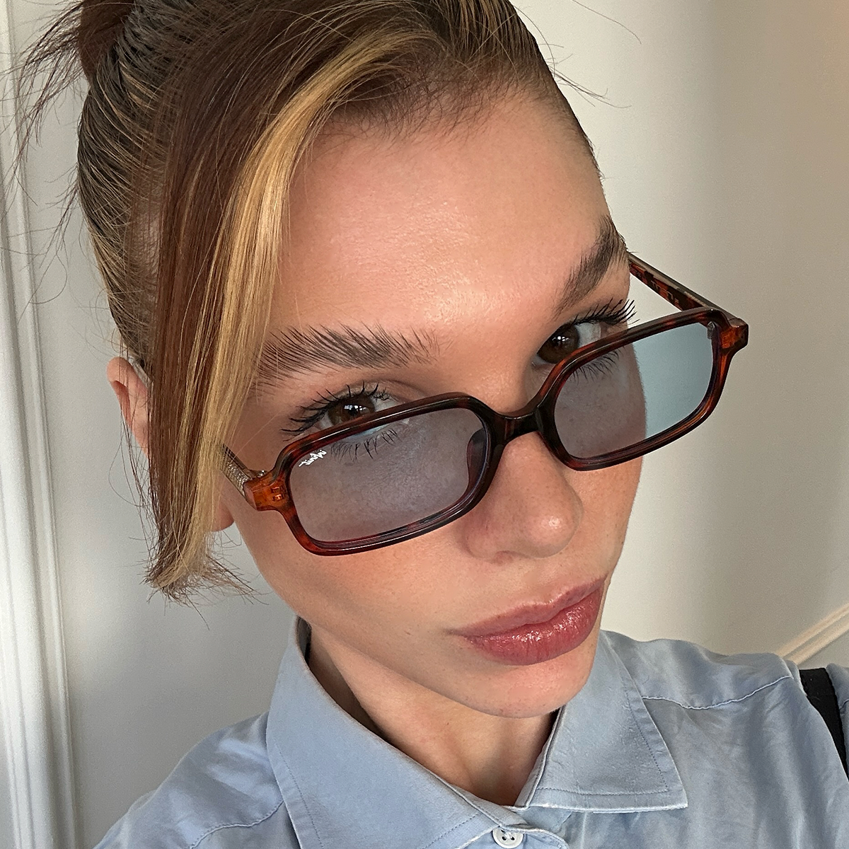 Anteojos De Sol Glyze Carey Lente Celeste