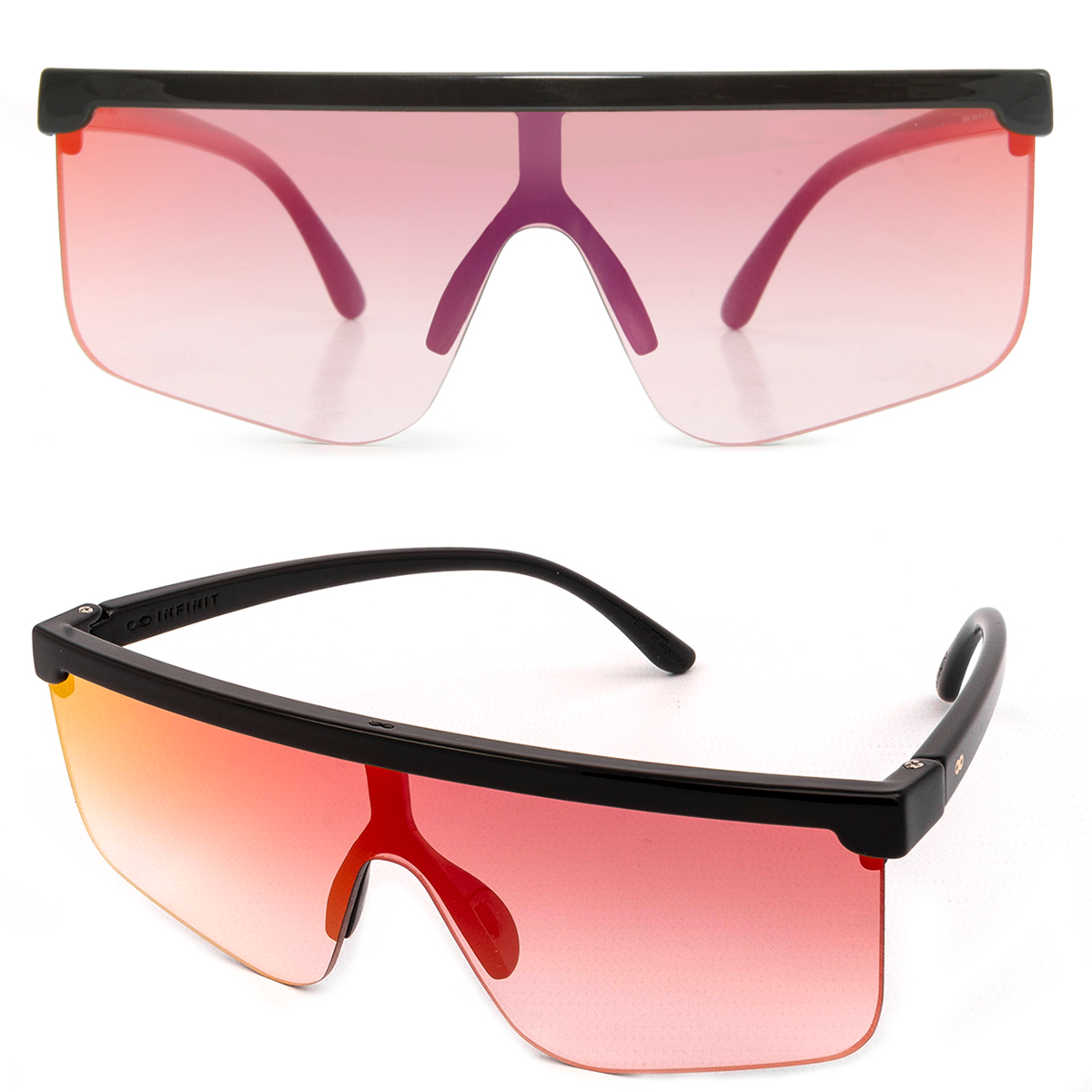 Hong Kong Negro Brillo Lente Suave Espejada Fresa Degrade