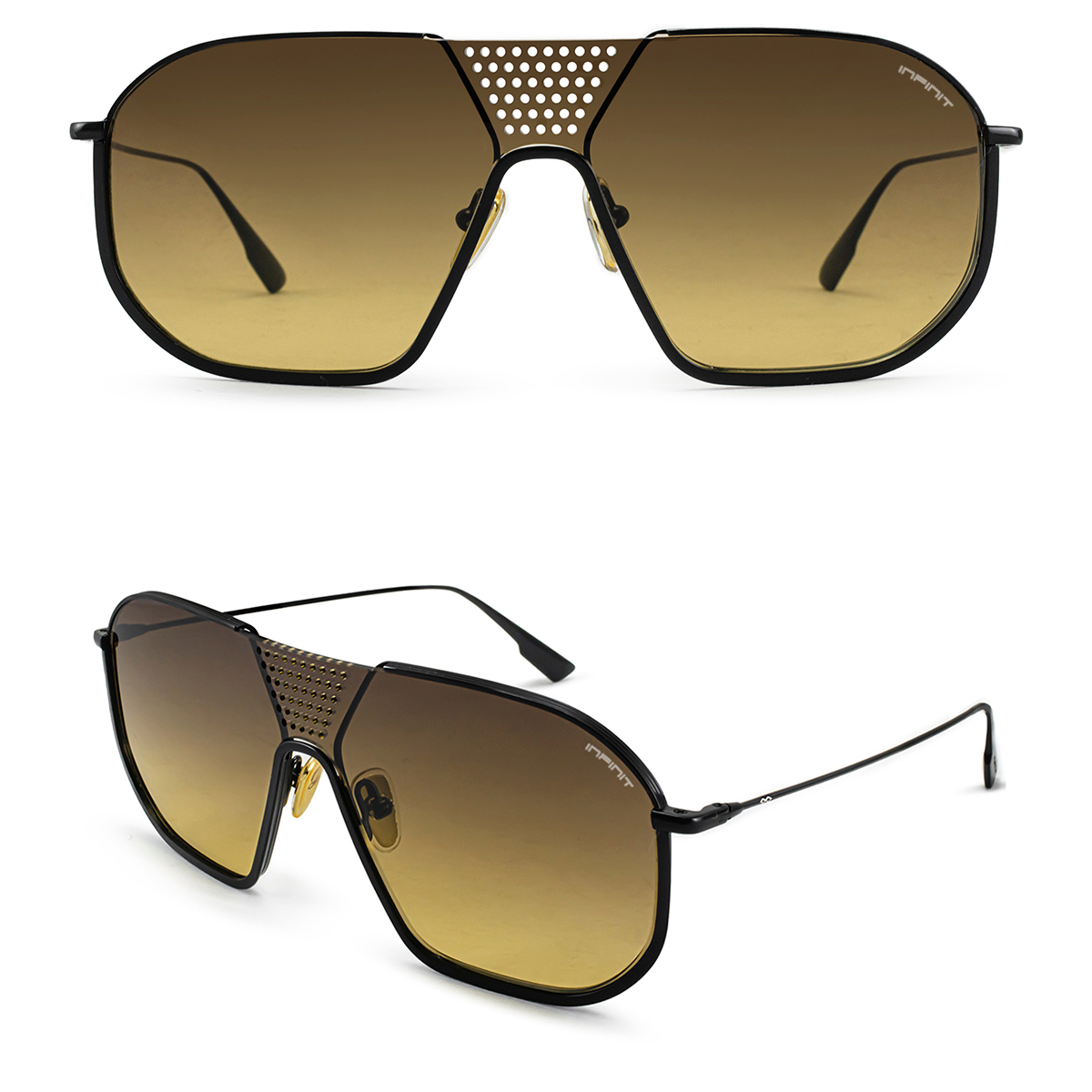 Anteojos De Sol Infinit Luxury Series Indianapolis Negro Brillo Lente Marron Degrade