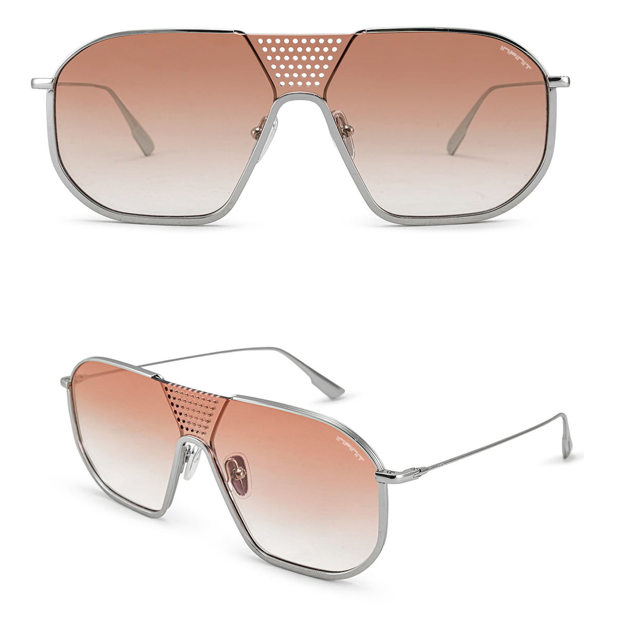 Anteojos De Sol Infinit Luxury Series Indianapolis Plateado Lente Peach Degrade