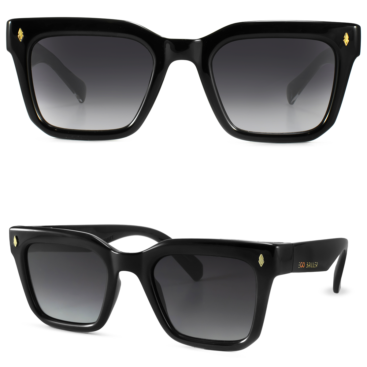 Jacobs Negro Brillo Lente Gris Degrade