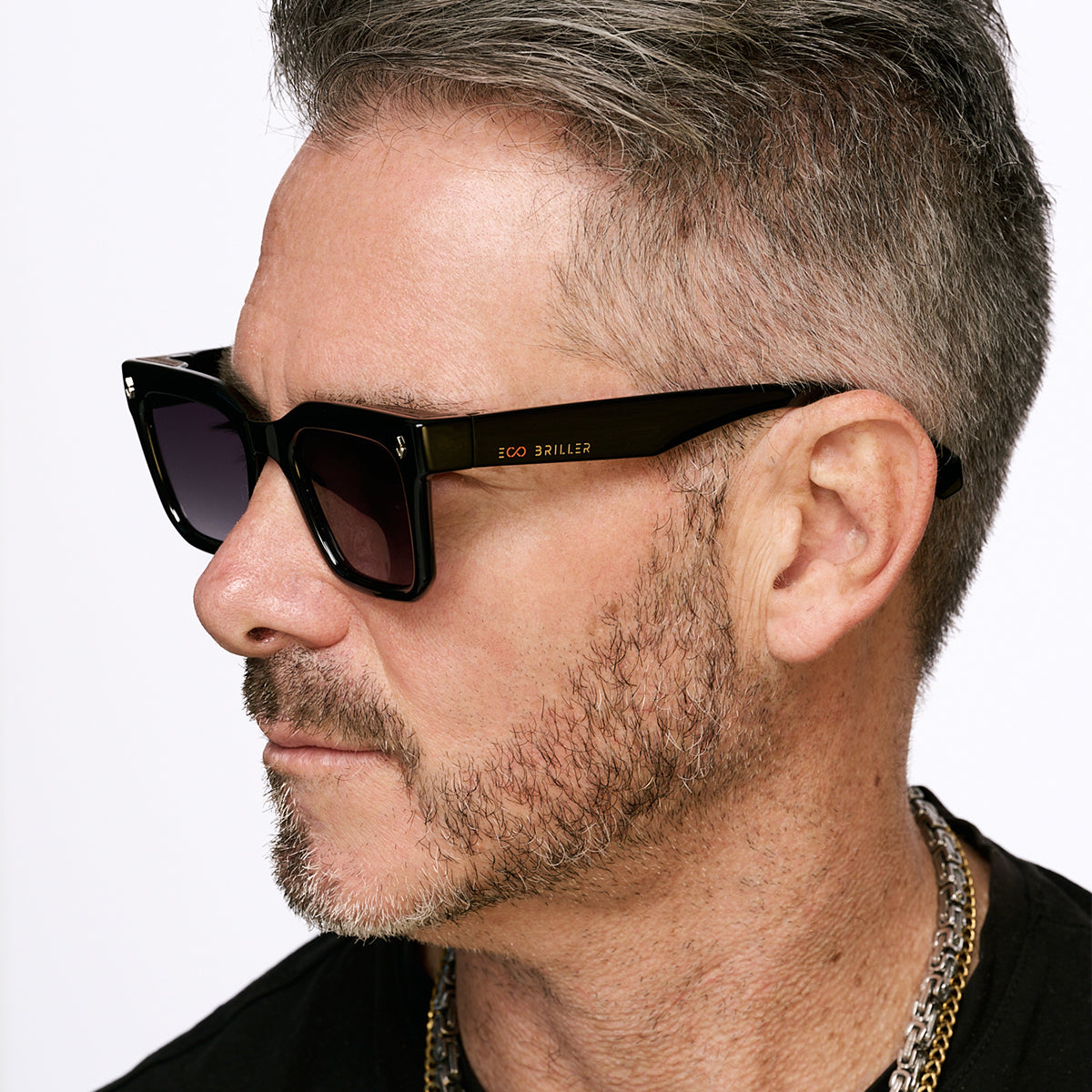 Jacobs Negro Brillo Lente Gris Degrade