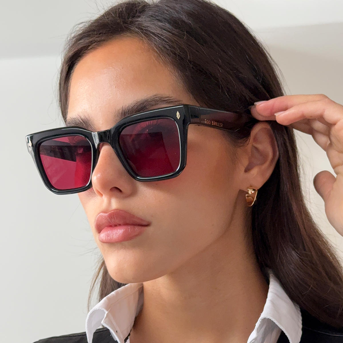 Anteojos De Sol Jacobs Negro Brillo Lente Red Retro Eco Sustentable