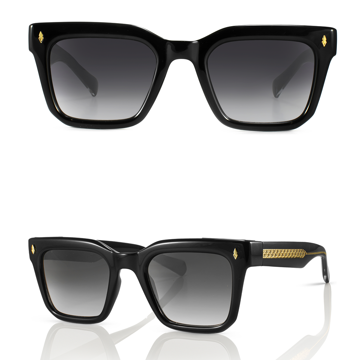 Jacobs Negro Brillo Lente Gris Degrade
