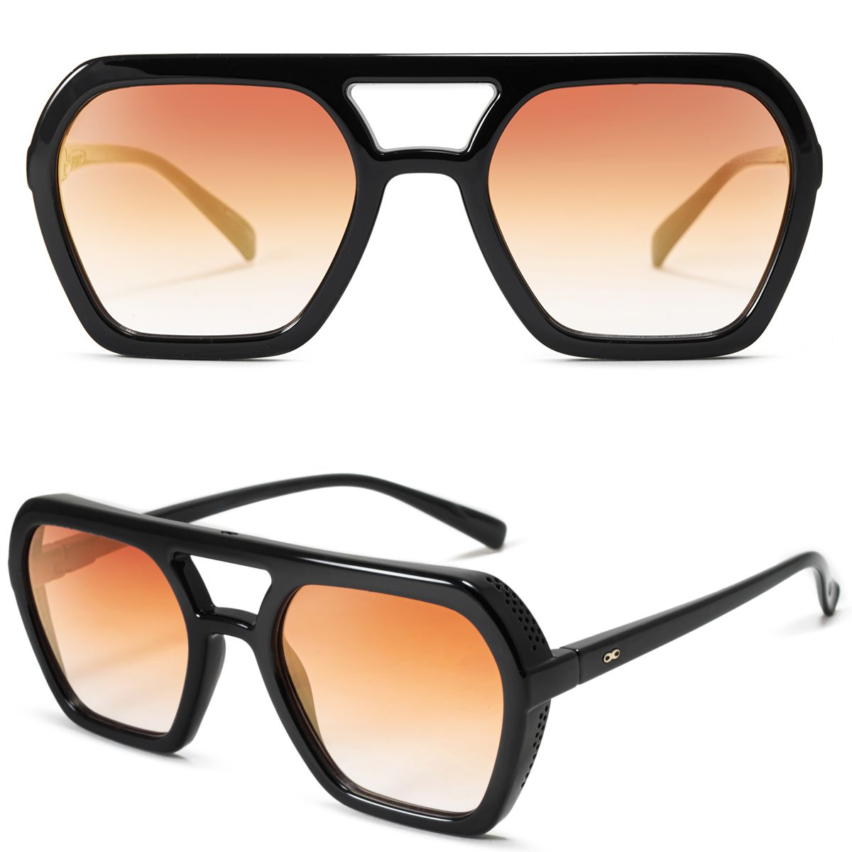 Lyon Negro Brillo Lente Suave Espejada Naranja Degrade