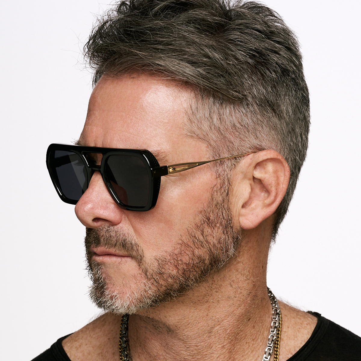 Lyon Metal Negro Brillo Lente Gris