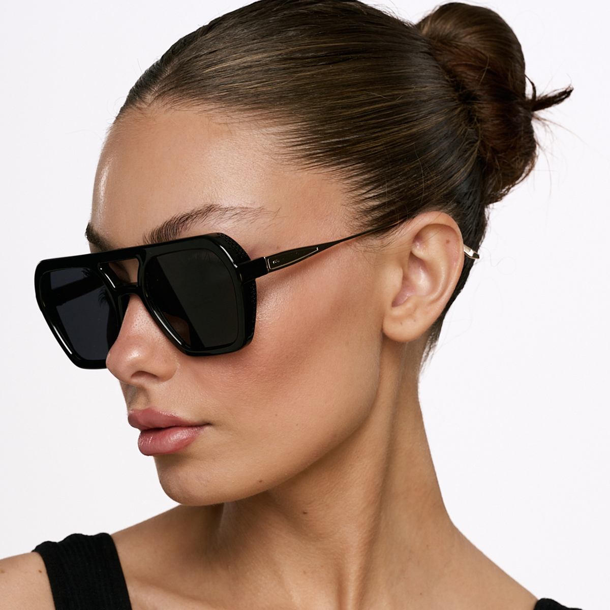 Lyon Metal Negro Brillo Lente Gris