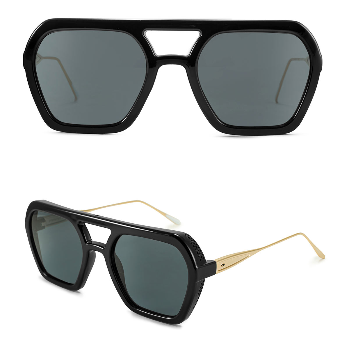 Anteojos De Sol Lyon Special Metal Edition Negro Brillo Lente Gris