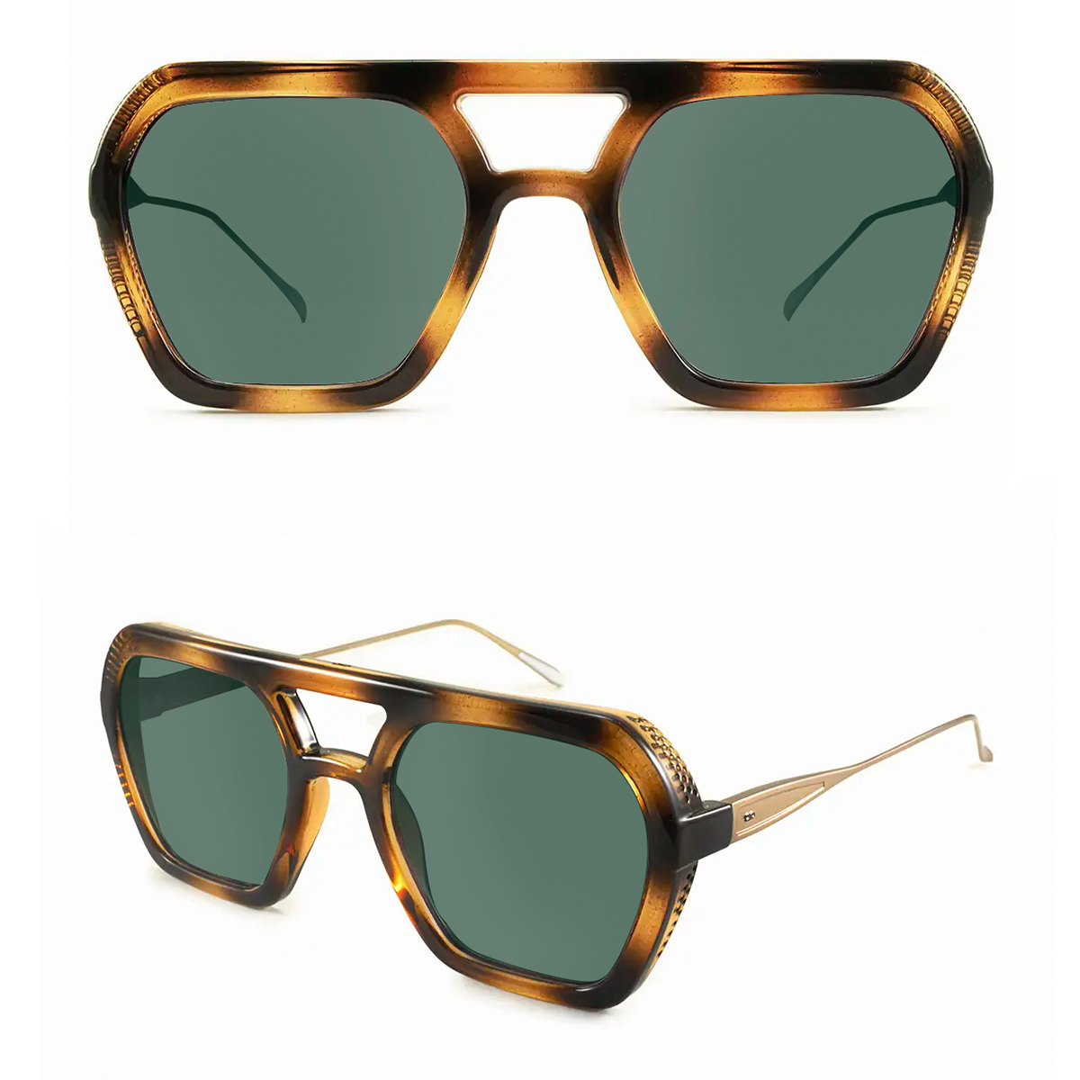 Anteojos De Sol Lyon Special Metal Edition Carey Lente Verde Polarizado