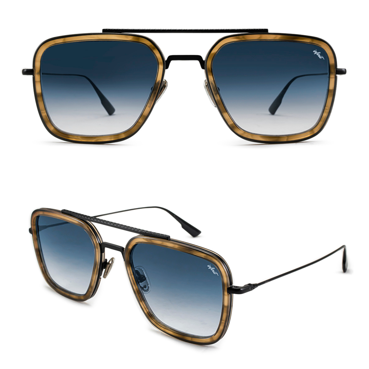 Anteojos De Sol Infinit Luxury Series Montecarlo Carey Lente Azul Degrade