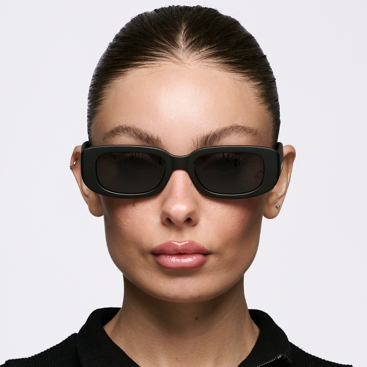 Anteojos De Sol New York Negro Mate Lente Gris