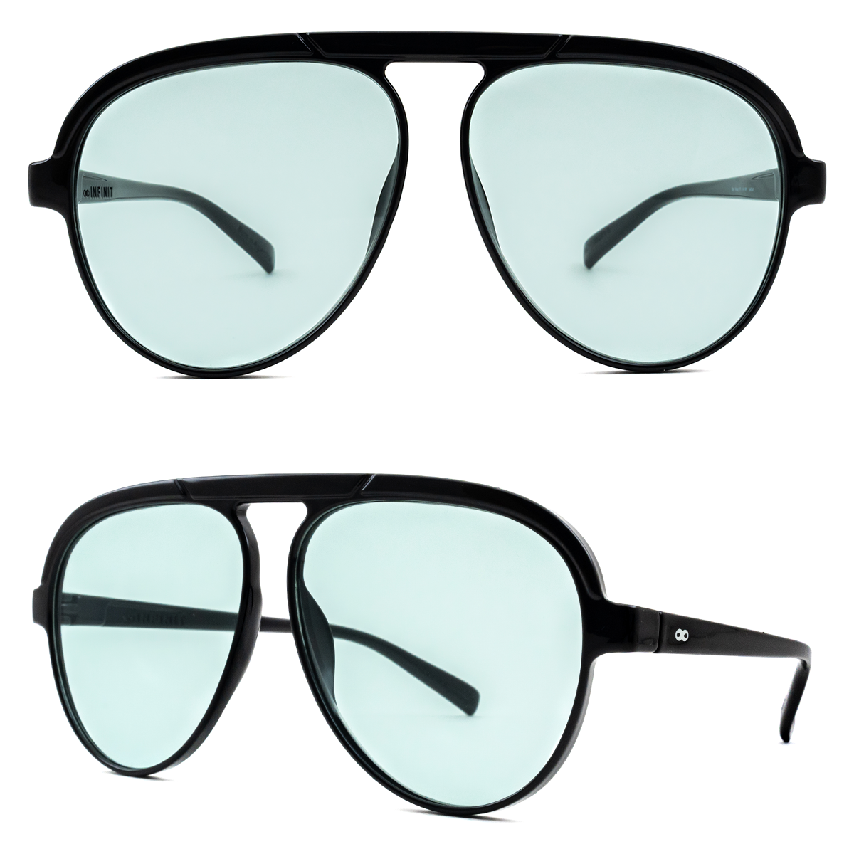 Paris Negro Brillo Lente Turquesa