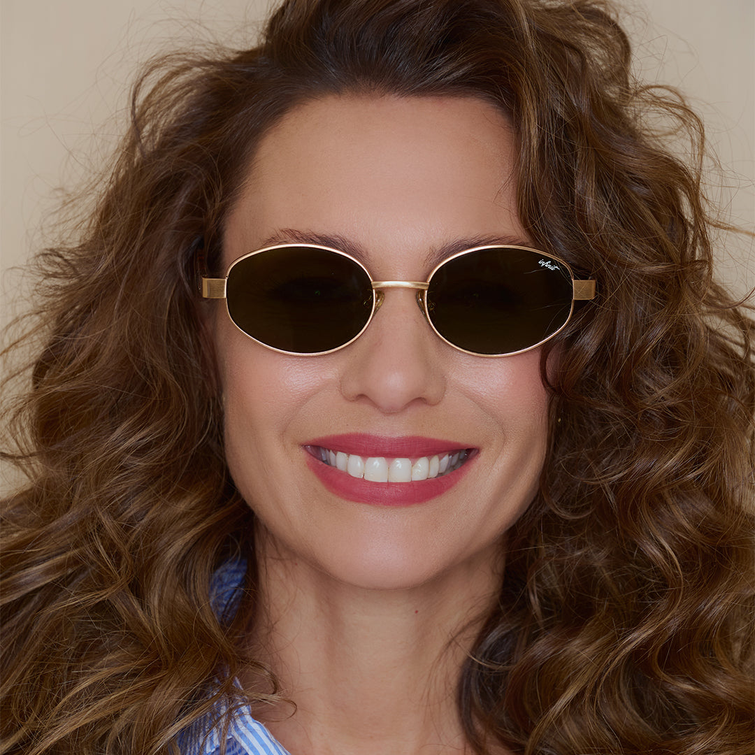 Anteojos De Sol Parma Dorado Lente Verde By Pampita