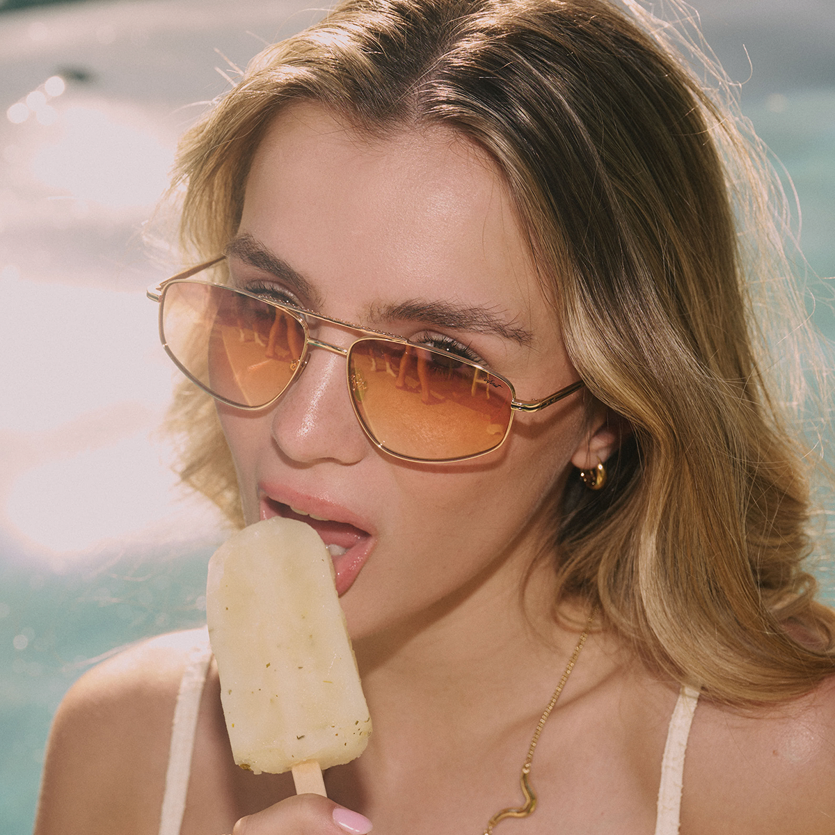 Pierre Dorado Lente Suave Espejada Naranja Degrade