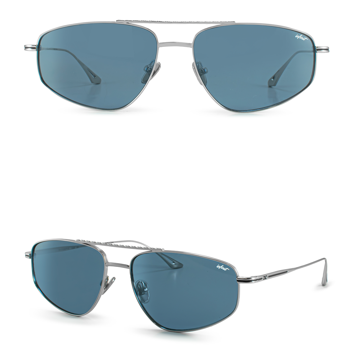 Pierre Plateado Lente Azul