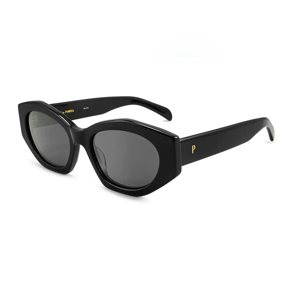 Anteojos De Sol Sainte Marie Negro Brillo Lente Gris By Pampita