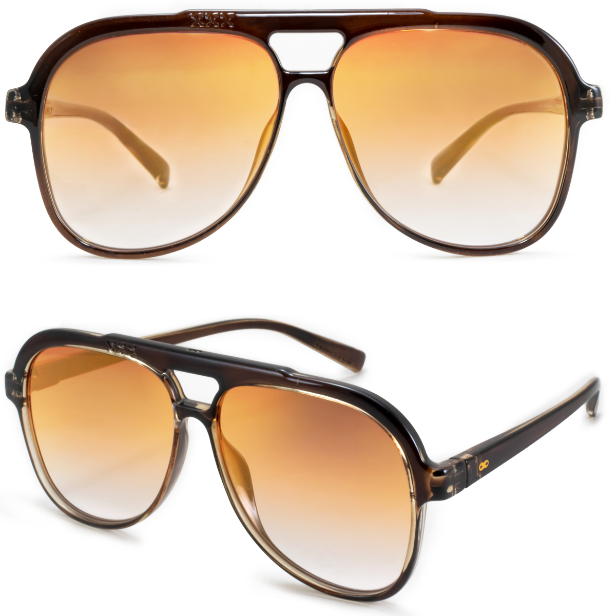 Triple Xxx Translucido Marron Lente Suave Espejada Dorada Degrade