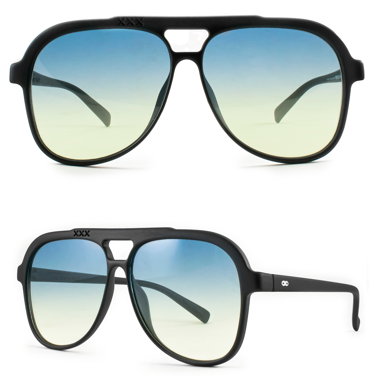 Triple Xxx Negro Mate Lente Azul Y Amarillo Degrade