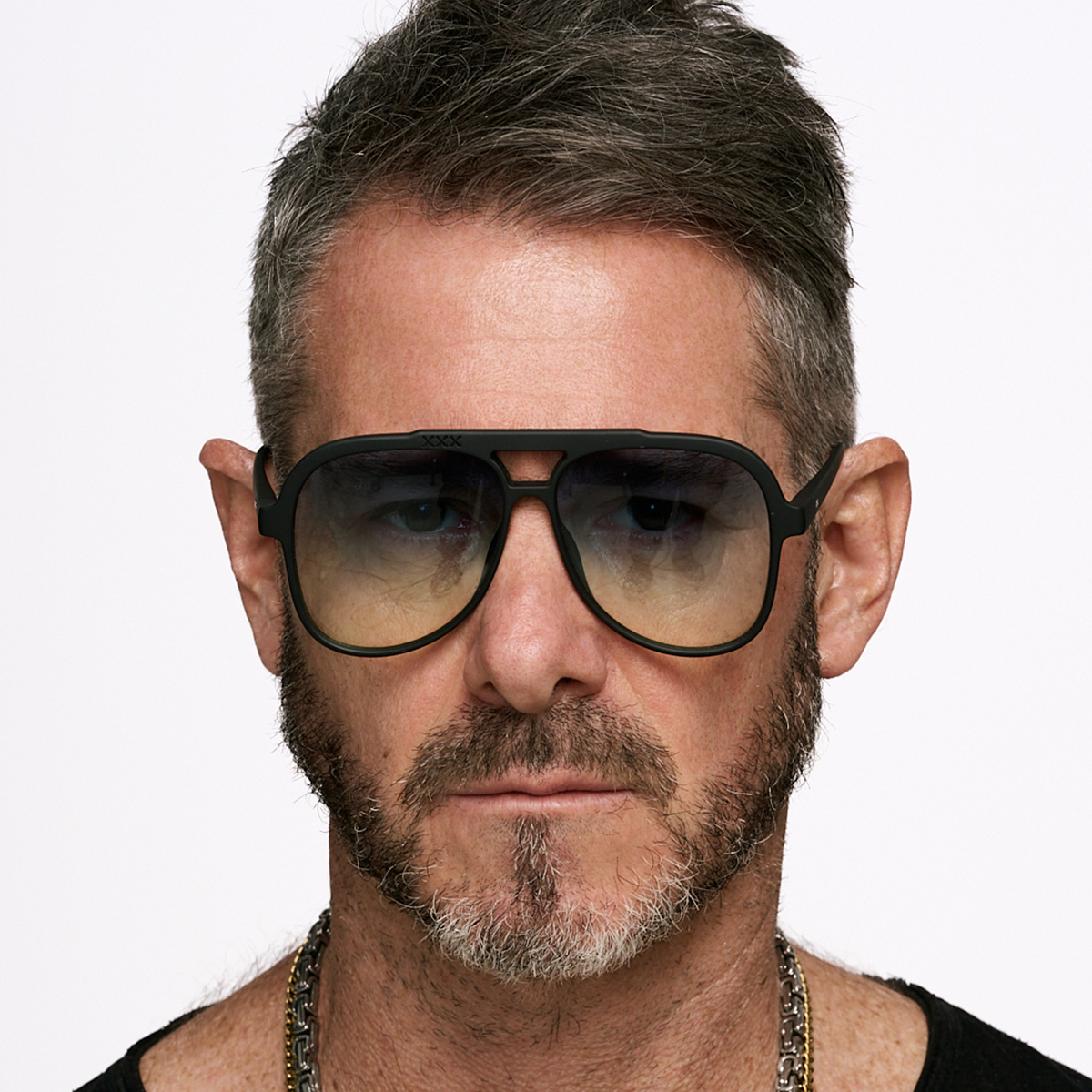 Triple Xxx Negro Mate Lente Azul Y Amarillo Degrade