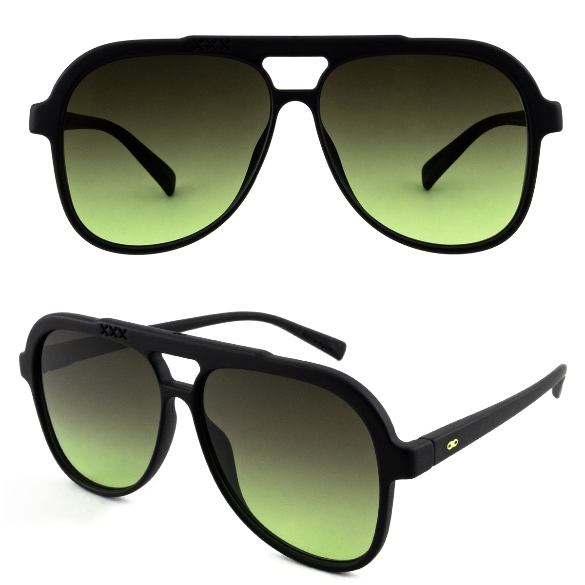 Triple Xxx Negro Mate Lente Verde Musgo