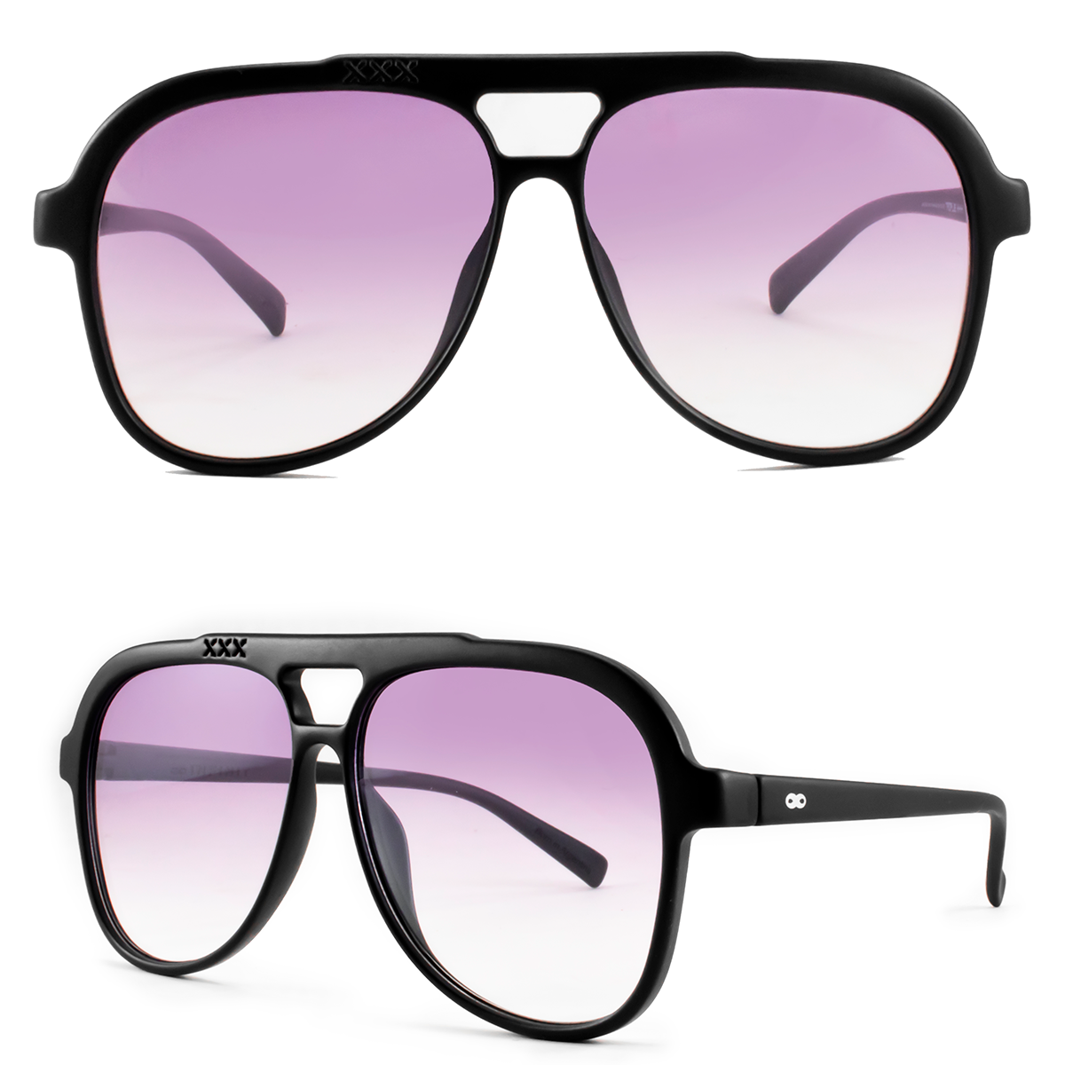Triple Xxx Negro Mate Lente Purpura Degrade