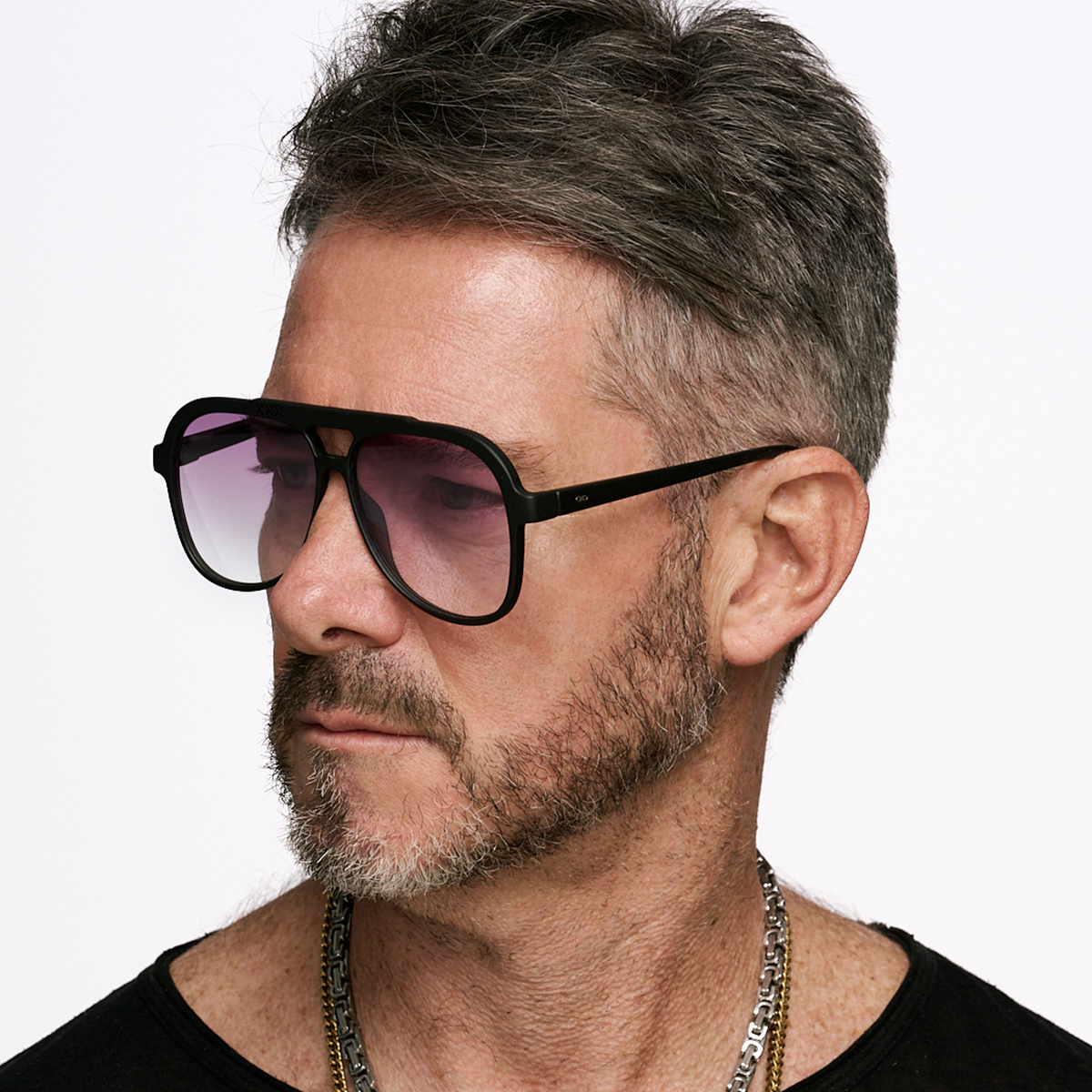 Triple Xxx Negro Mate Lente Purpura Degrade