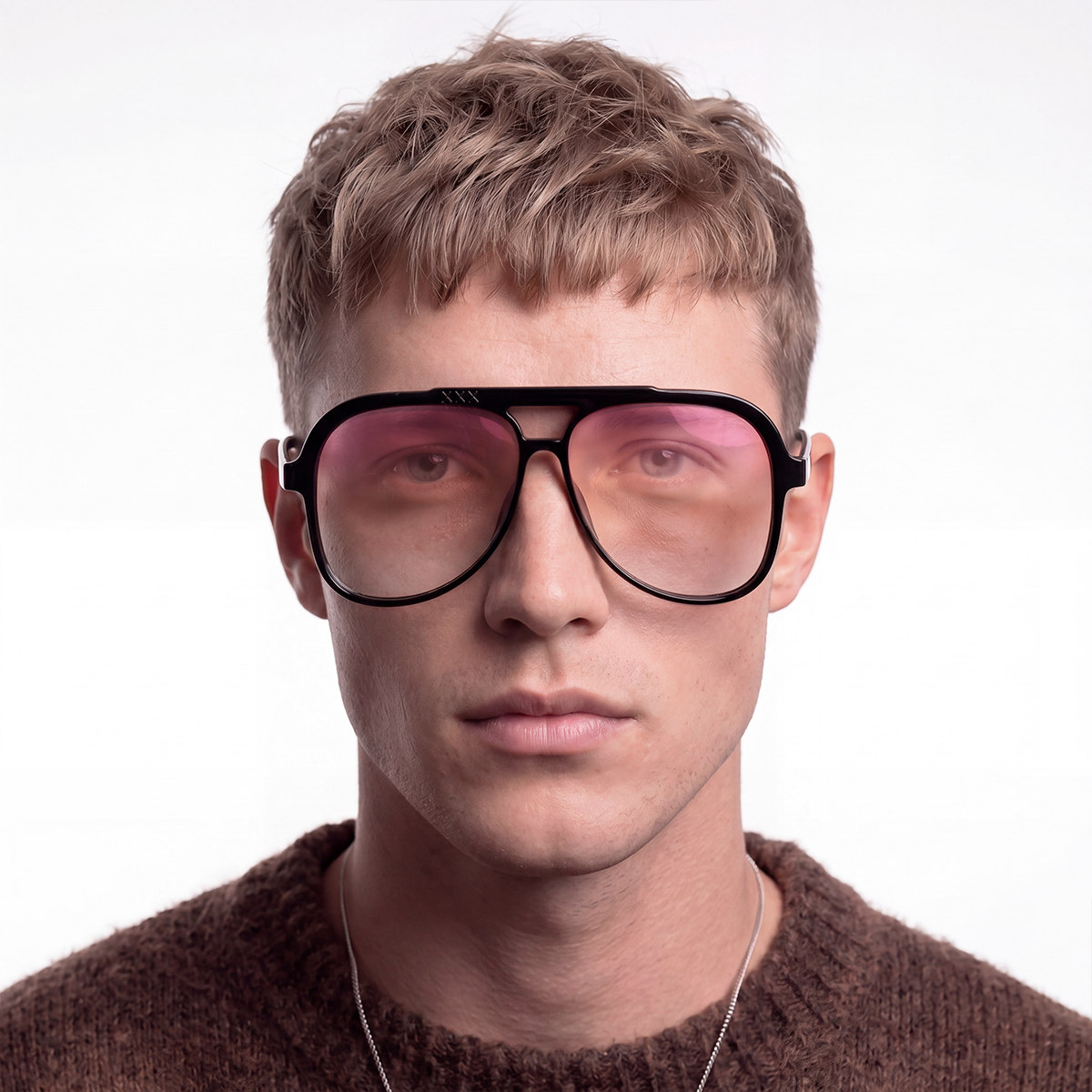 Triple Xxx Negro Brillo Lente Marron Suave Espejada Rosa Degrade