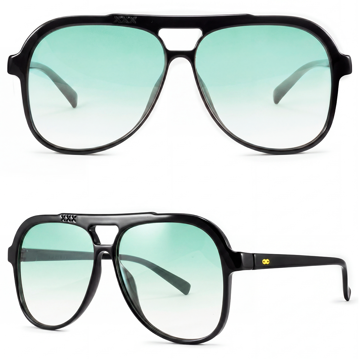 Triple Xxx Negro Brillo Lente Verde Degrade