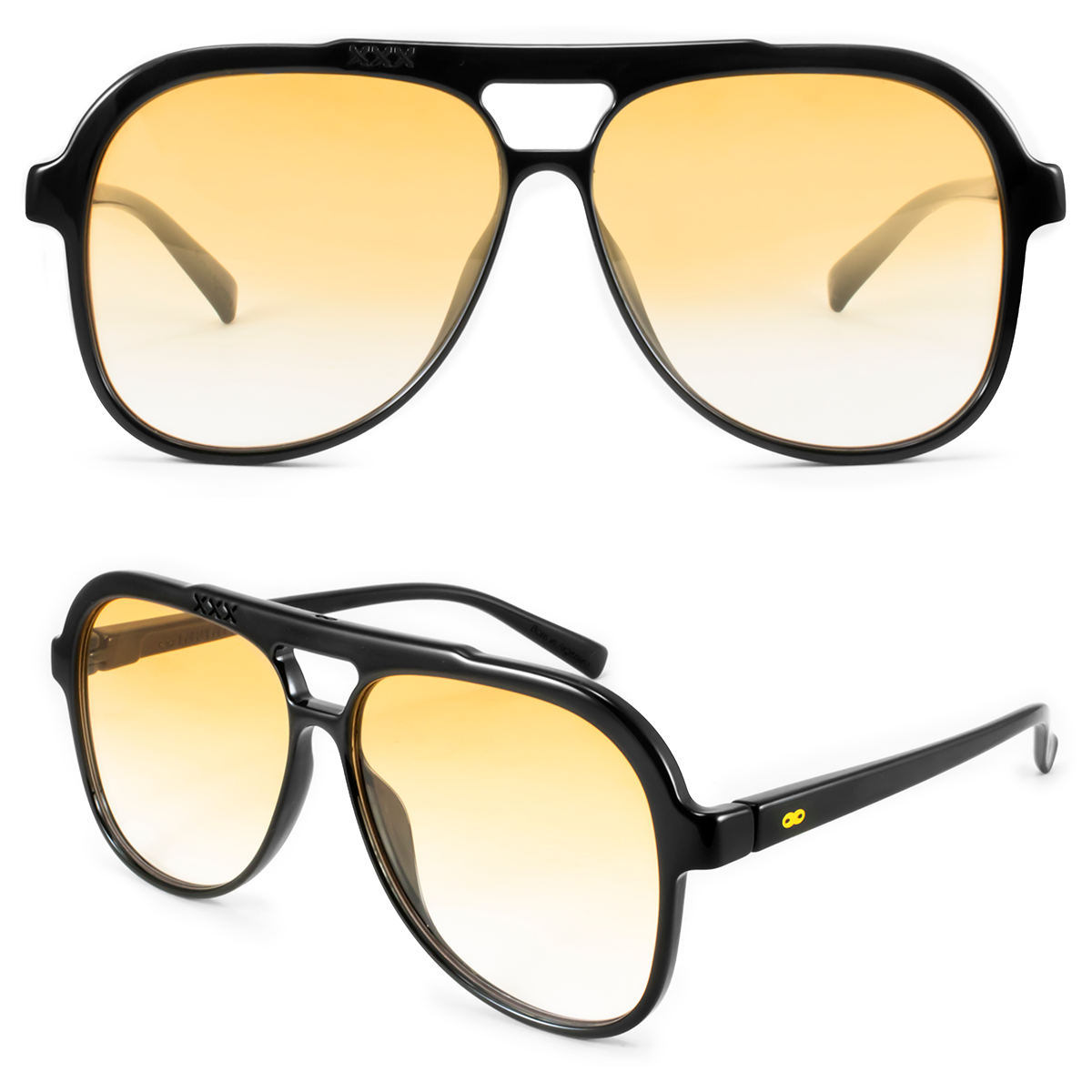 Triple Xxx Negro Brillo Lente Naranja Degrade