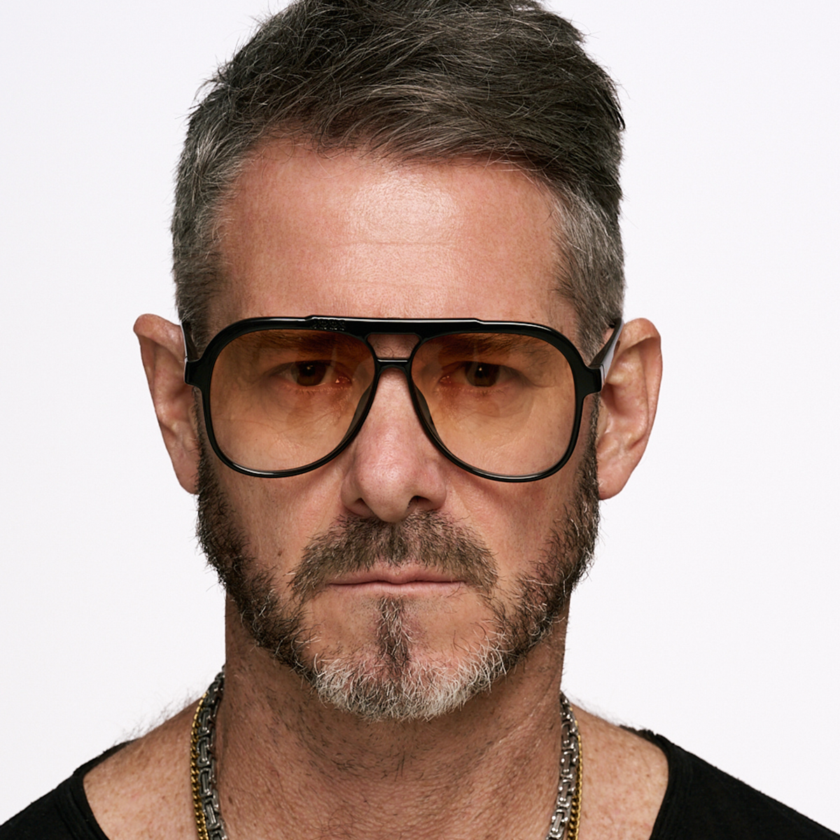 Triple Xxx Negro Brillo Lente Naranja Degrade