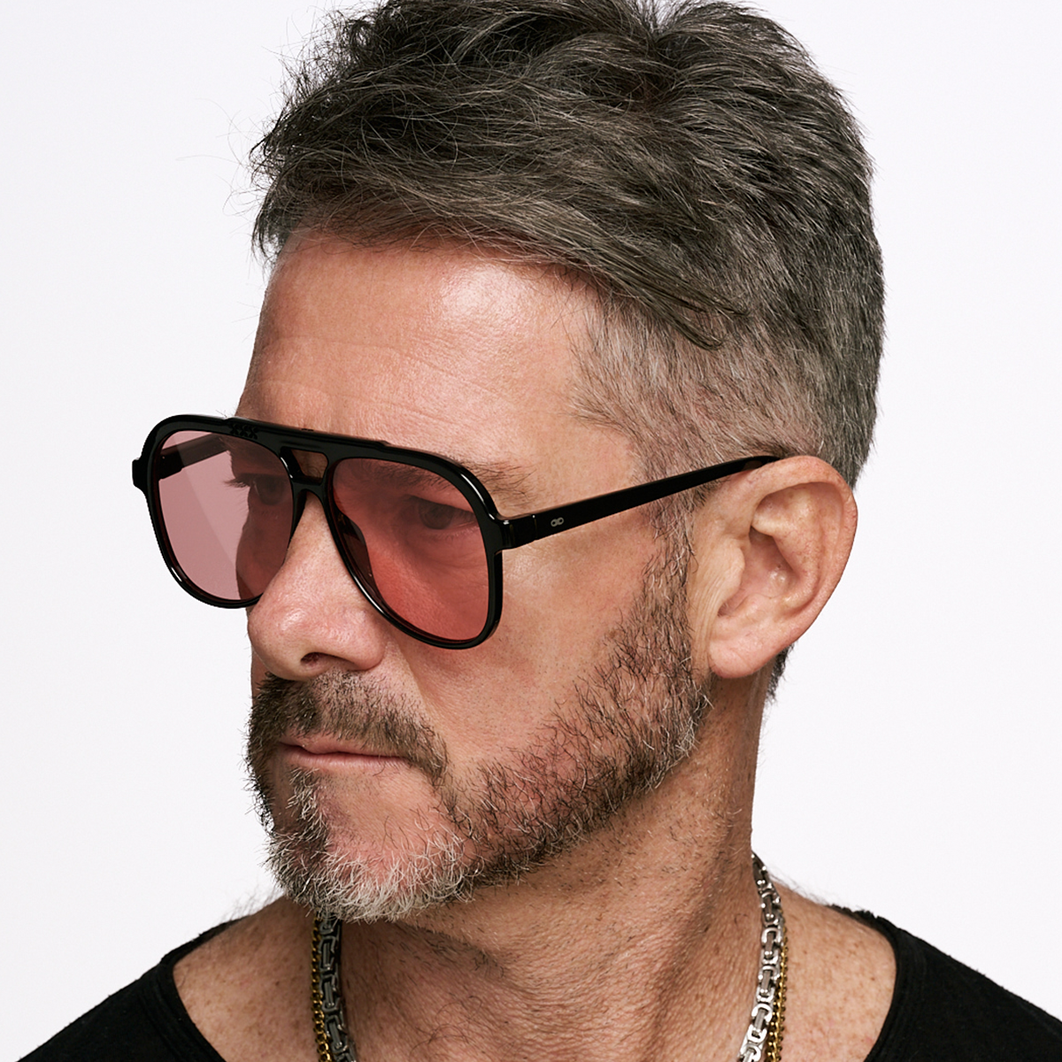 Triple Xxx Negro Brillo Lente Rosa