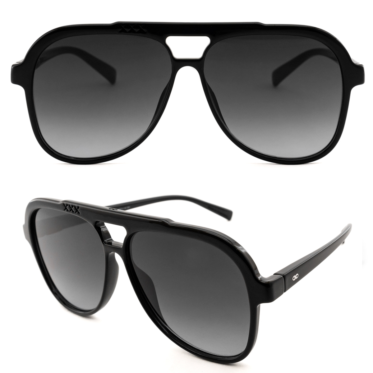 Triple Xxx Negro Brillo Lente Gris Degrade