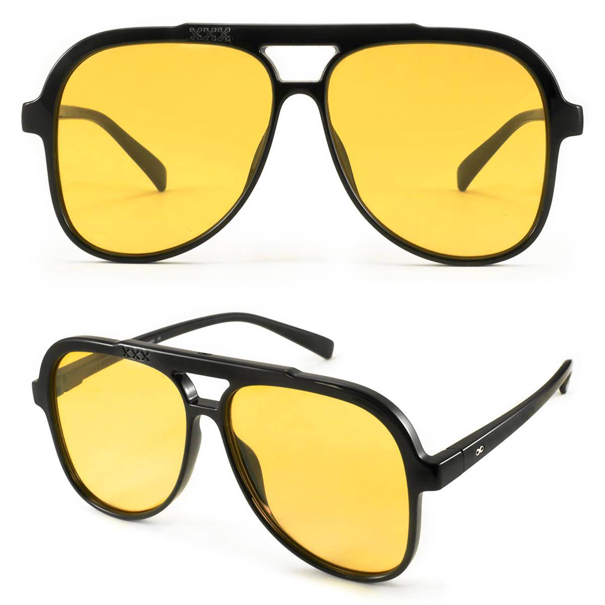 Triple Xxx Negro Brillo Lente Amarillo