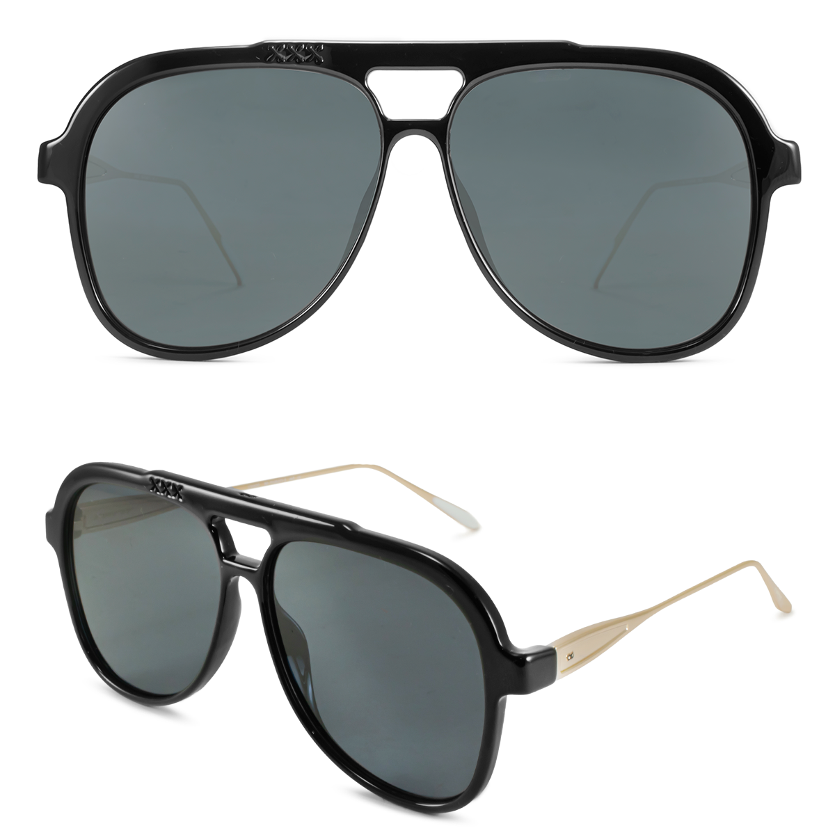 Triple Xxx Metal Negro Brillo Lente Gris