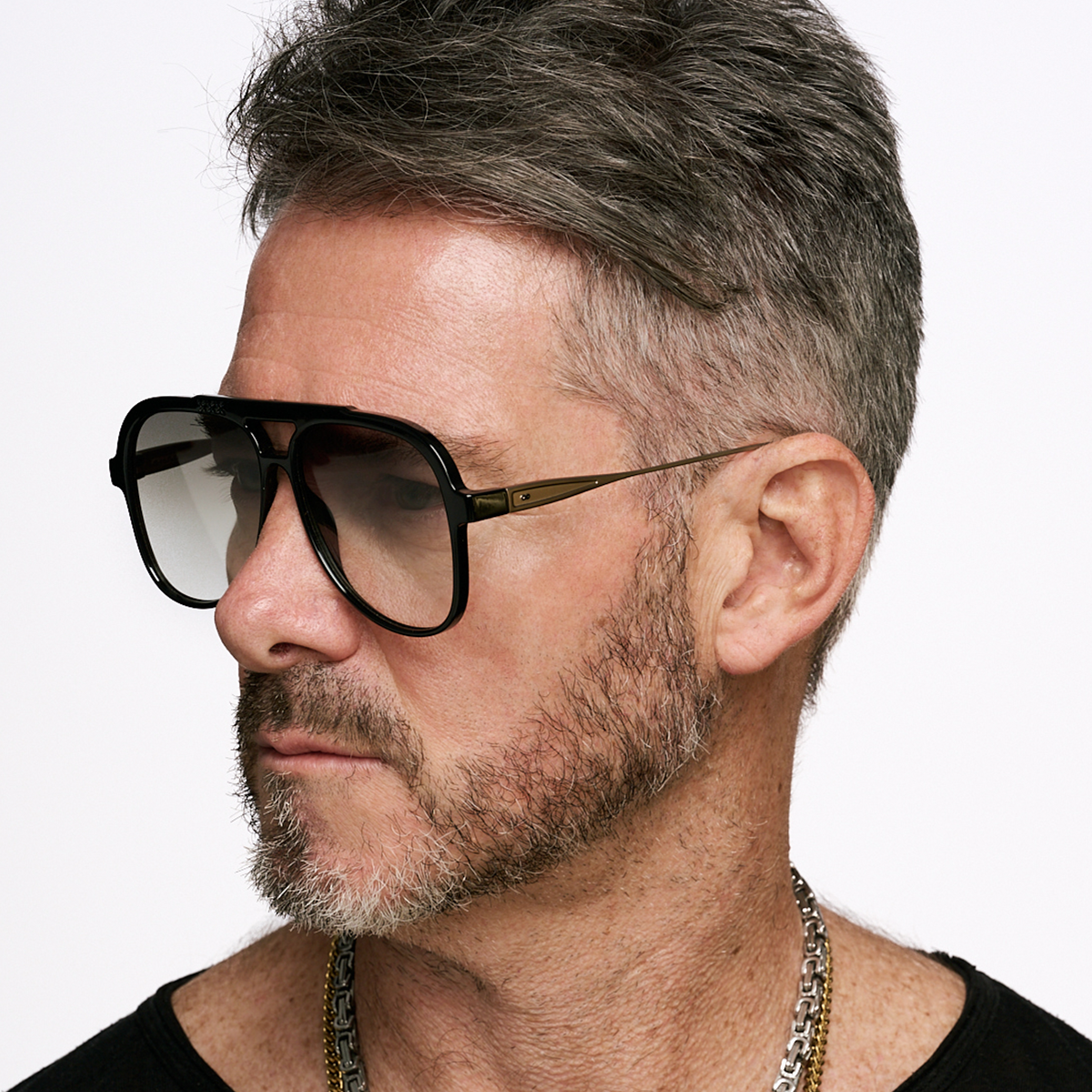 Triple Xxx Metal Negro Brillo Lente Oliva Degrade