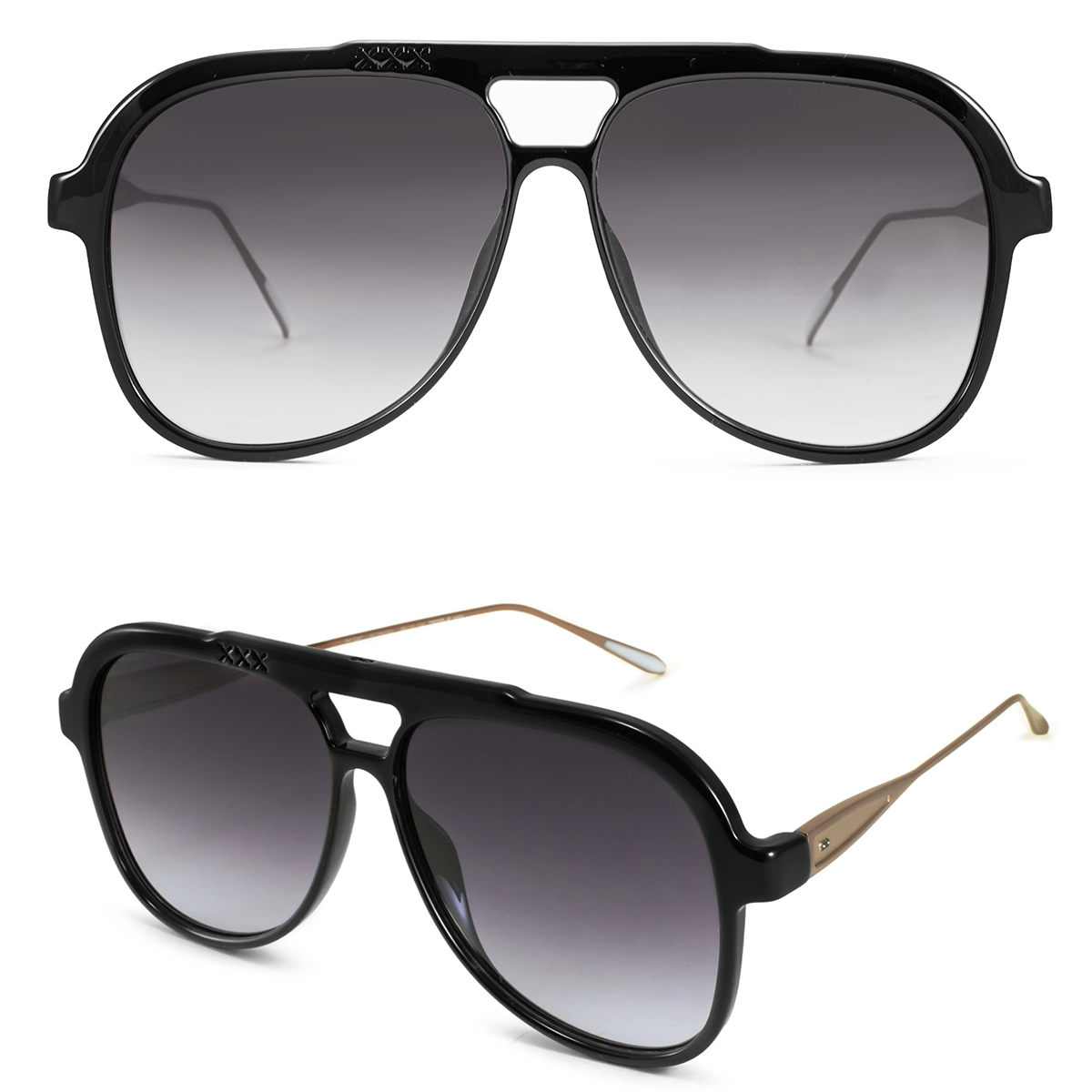 Triple Xxx Metal Negro Brillo Lente Gris Degrade