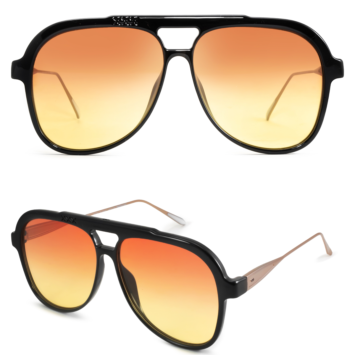 Triple Xxx Metal Negro Brillo Lente Sunset