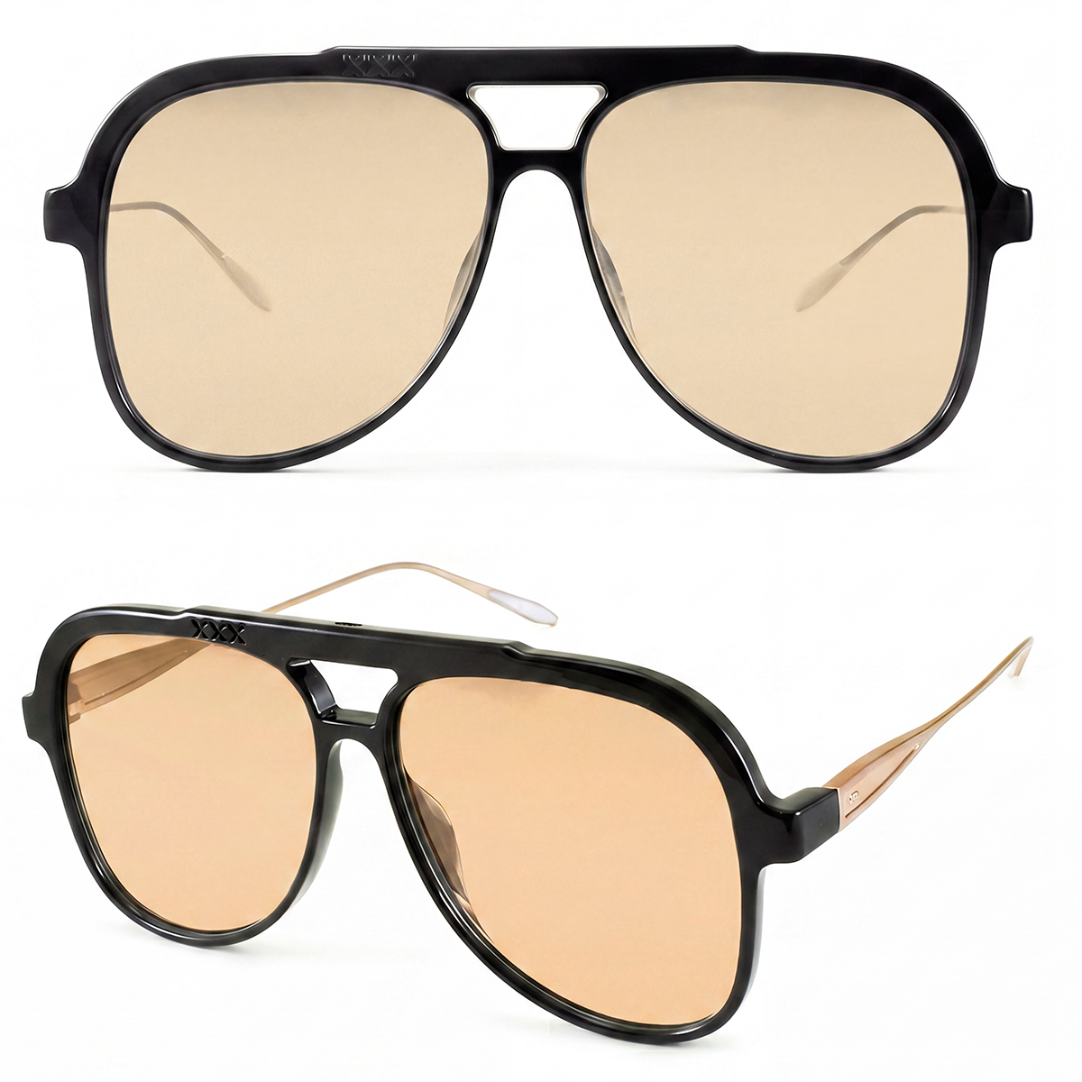 Triple Xxx Metal Negro Brillo Lente Tostado