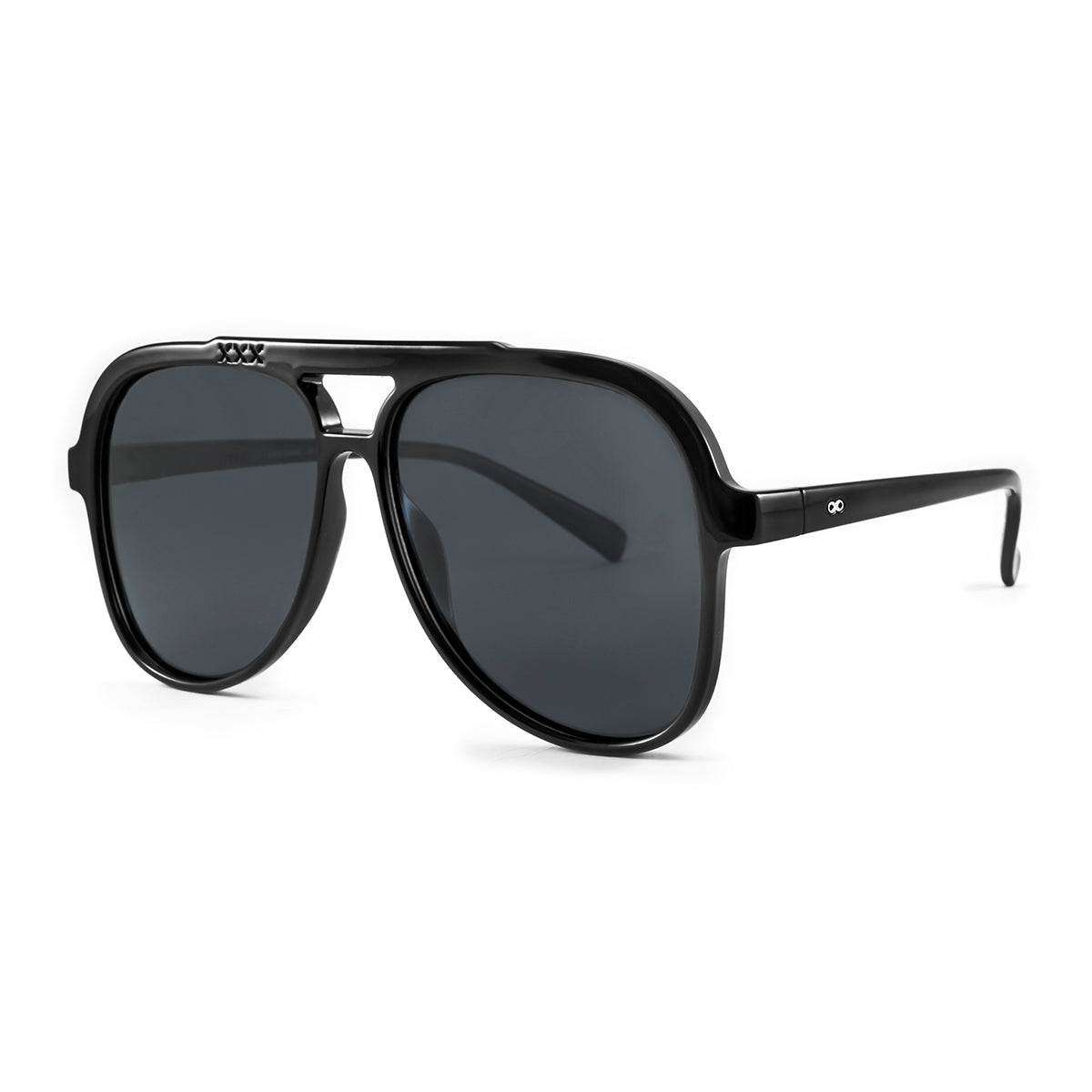 Triple Xxx Negro Brillo Lente Gris