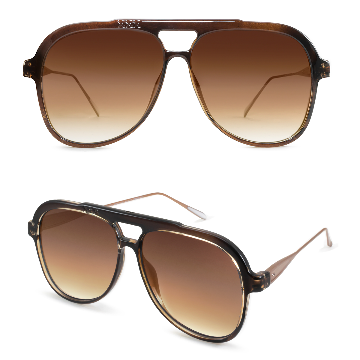 Anteojos De Sol Triple Xxx Special Metal Edition Translucido Marron Lente Marron Degrade