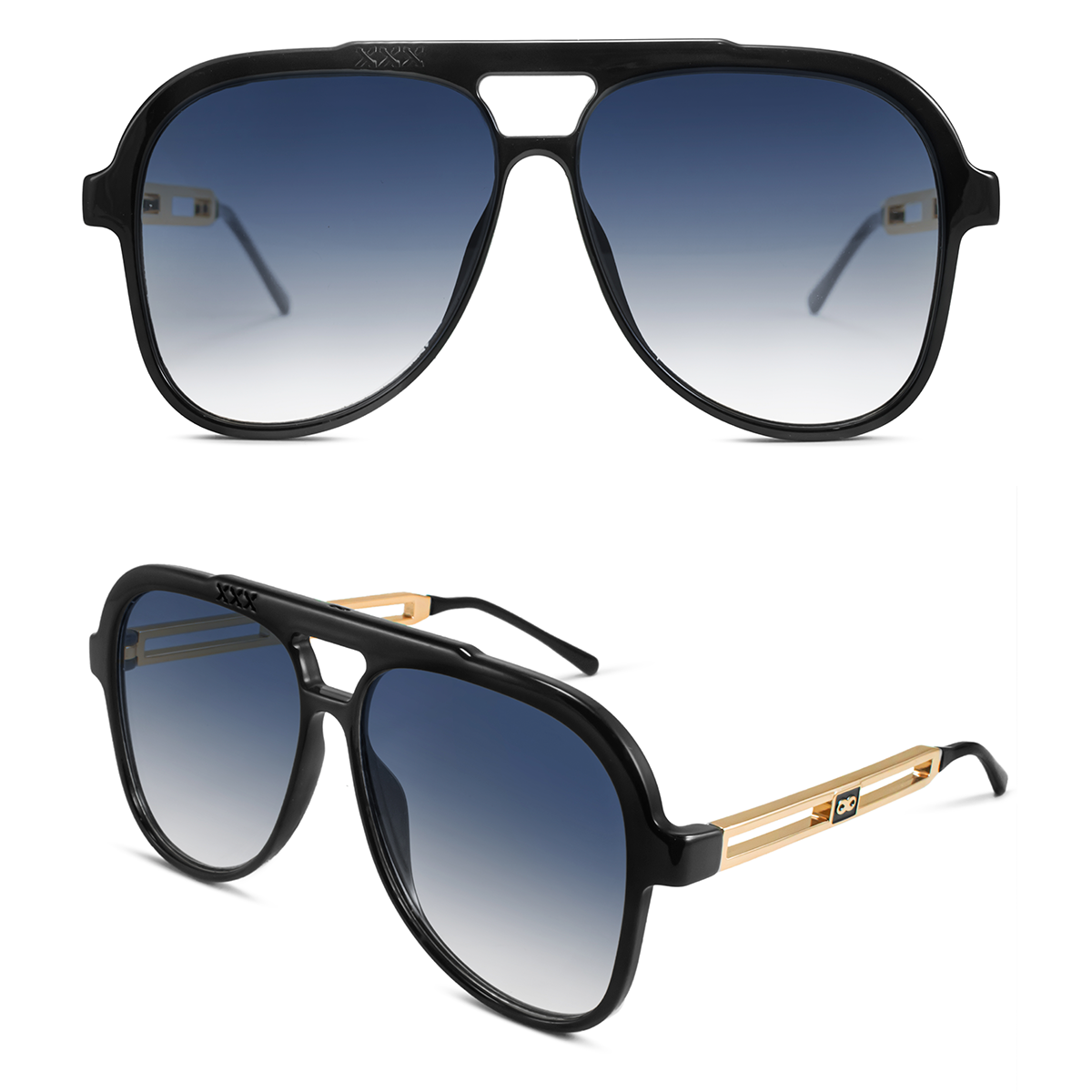 Triple Xxx Metal Doble Barra Negro Brillo Lente Azul Degrade Edition - imagen 1