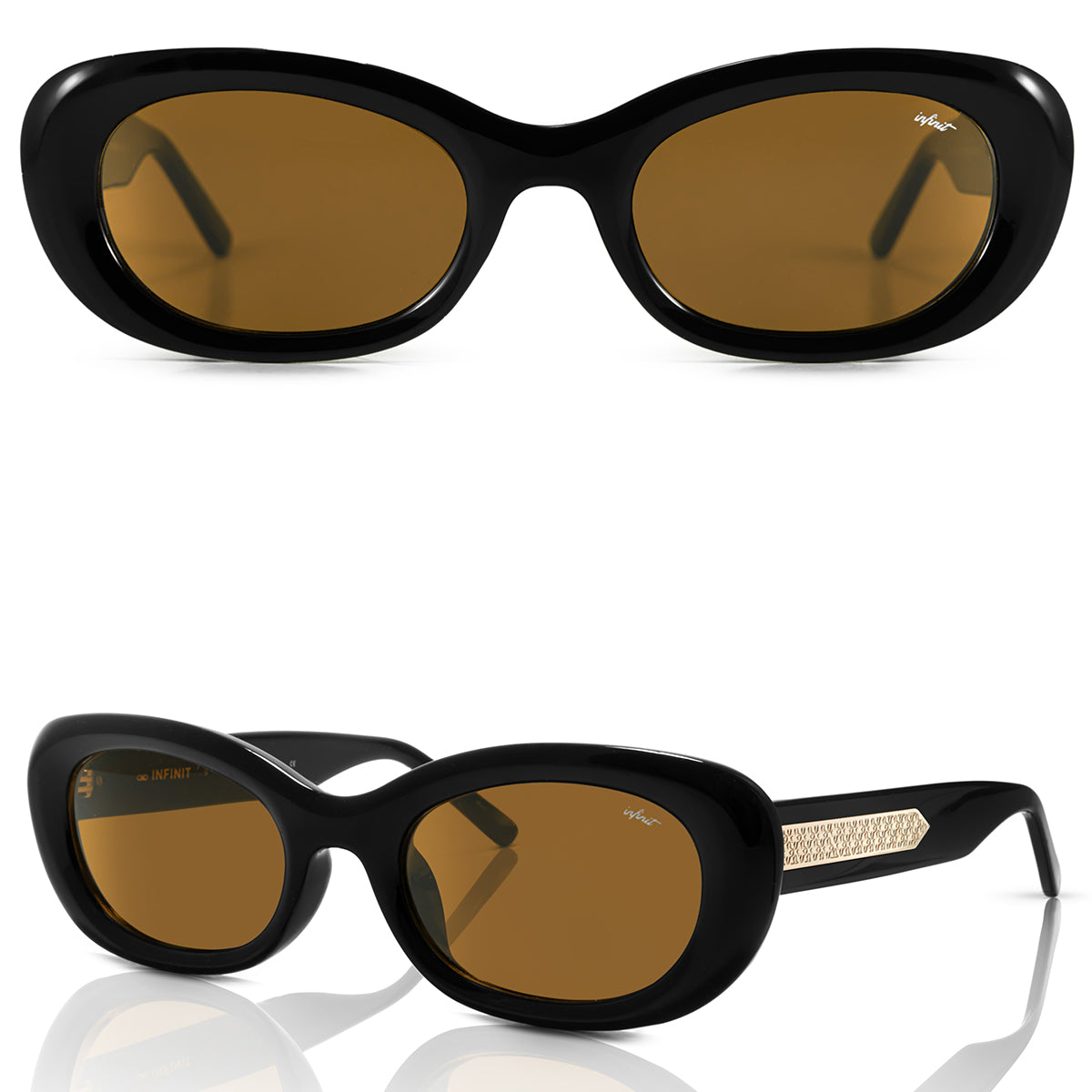 Twiggy Negro Brillo Lente Marron